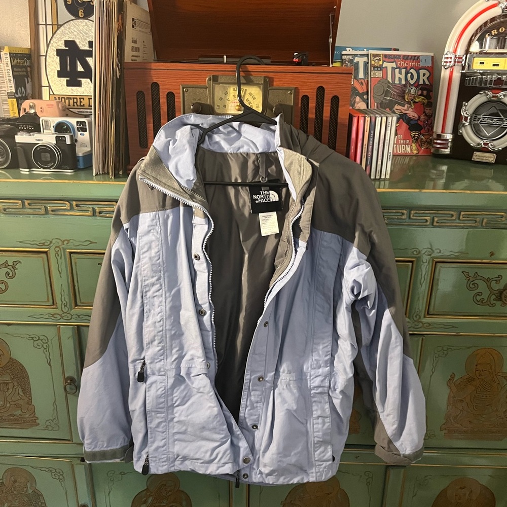 The North Face Sky Blue and Charcoal Jacket